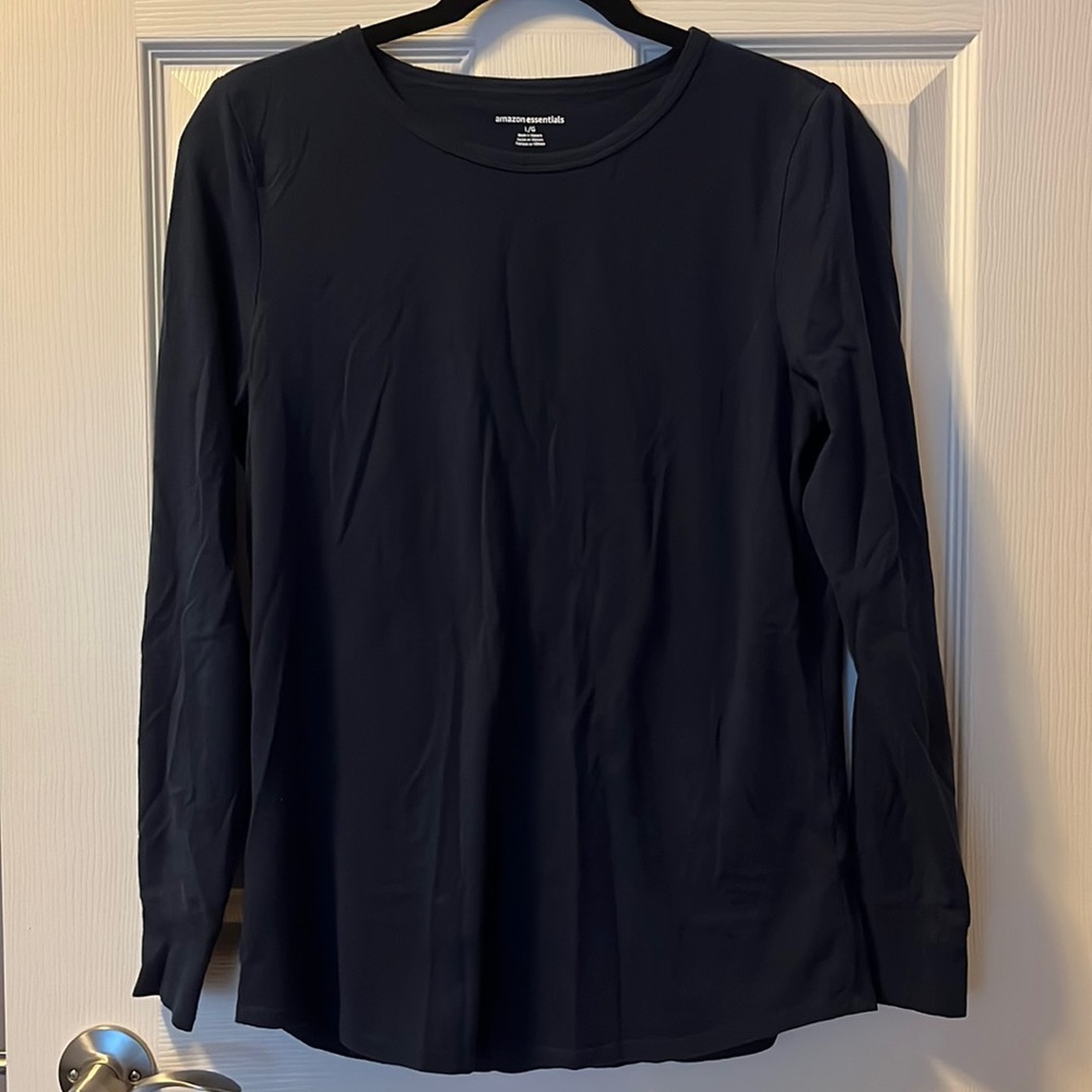 Women’s Long-Sleeve T-Shirt Tee Cuffs Navy Blue Casual or Pyjama Wear Worn Once